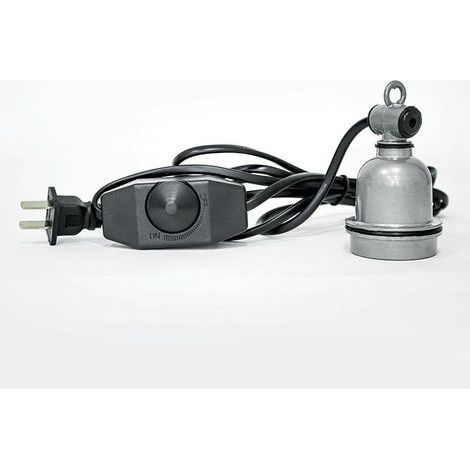Luminaire chauffant réglable avec douille E27, base en céramique, contrôle de la température, abat-jour en métal argenté, cordon de 1,8 m et boîtier étanche. (1/5)