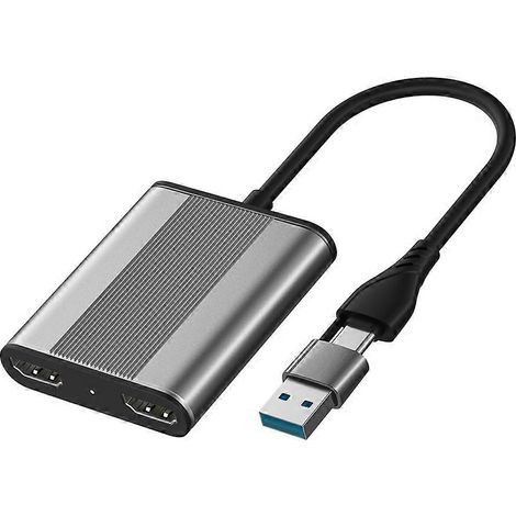 4-in-1-Dockingstation mit USB-C-Anschluss und zwei HDMI-Anschlüssen + USB 3.0 PD-Adapter, USB-C-Hub-Konverter und Bildschirmspiegelungsgerät (1/5)