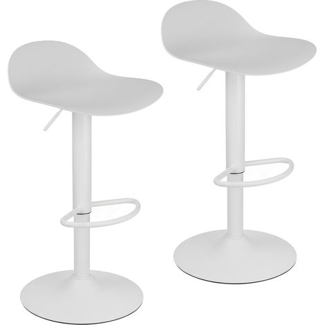 Baroni Home Set 2 Sgabelli Girevoli con Altezza Regolabile, Fondo Antigraffio e Poggia Piedi, Per Cucina, Ristorante e Bar, Leggero e Montaggio Facile, 40x40x64-86 cm, Bianco (1/5)