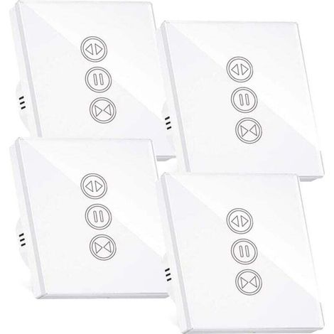 Interruptor inteligente WiFi para persianas enrollables KZQ, compatible con Alexa y Google Home, pantalla táctil retroiluminada, control por aplicación, temporizador, paquete de 4 unidades.