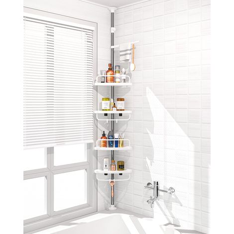 Étagère de Douche d'angle à 4 Couches, étagère de Douche réglable, Organiseur de Poteau en Acier Inoxydable à Tension constante, antirouille de 3,3 à 3 m (1/5)