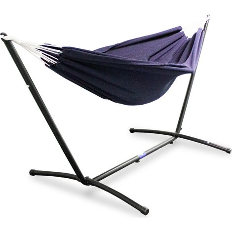 Hängematte mit Gestell Hängeliege Relaxliege Outdoor Indoor 180x140 bis 120Kg Blau