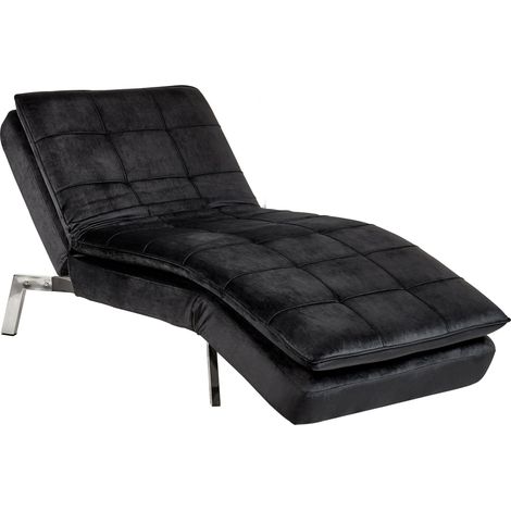 Chaise Longue LOIRET Velvet Black (1/5)