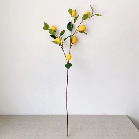 Lot jaune citronnier artificiel haute simulation, branches feuilles longues pour salon décoration, pièce maîtresse plante verte (1/5)