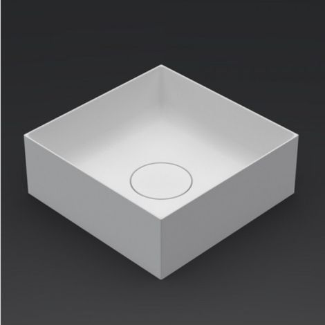 Vasque à poser blanc mat THIN SQUARE RIHO 38x38 cm solid surface (1/5)