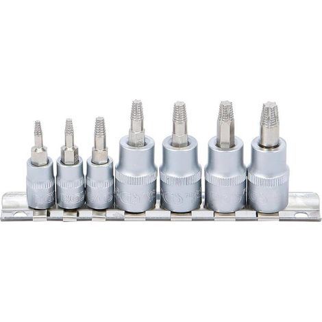 Jeu d Extracteurs de Vis Torx 7 pcs - T10 à T40, 6,3 mm à 10 mm - Pour Profil T Défectueux, Acier - D-Work (1/5)