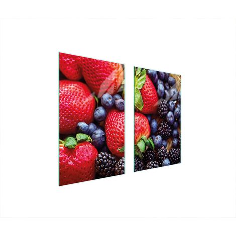 PLAQUE DE PROTECTION EN VERRE POUR POÊLE 75x52 FRAISES (1/5)