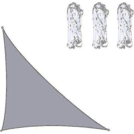 Voile d'ombrage triangulaire imperméable 3x3x4.3 m / 4x4x5.7 m / 5x5x7.1 m pour jardin. terrasse. auvent extérieur. toit gris 3x3x4.3 m (1/2)