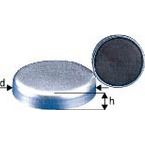 Imán plano sin manga roscada, Ø d : 10 mm, altura Imán h 4,5 mm, Fuerza de retención 4 N, Peso : 2 g