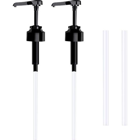 Lot de 2 Pompe doseuse bidon 5 litres Bouteille Pompe Vide(Noir), réutilisables Flacon Pompe Vide Plastique Remplacement de 38 cm pour contenants d'assaisonnement de Liquide de Salle de Bain (1/5)