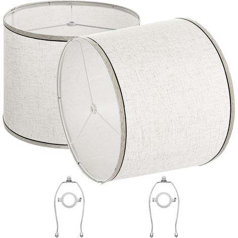 VEVOR Paralume Set da 2 Pezzi Copri Lampadine con Arpa 290 x 320 x 245 mm, Paralume di Ricambio per Lampade da Tavolo, Lampada da Terra Lampadine a Sospensione, Lino Chiaro Bordo Nero