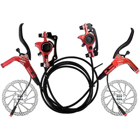 Hydraulisches E-Bike-Bremsenset mit 160-mm-Bremsscheiben vorne und hinten, hydraulischen Scheibenbremssätteln und Bremshebeln für E-Red