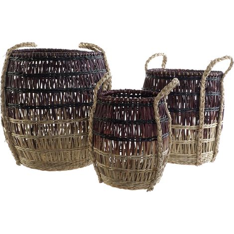 DKD Home Decor Set de basket Tropical naturel lila 3 pièces (1/4)