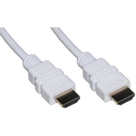 Câble HDMI - HDMI High Speed Avec Ethernet - Résolution 4Kx2K - Connecteurs HDMI Type A Mâle - Cuivre - Blanc - 1 M
