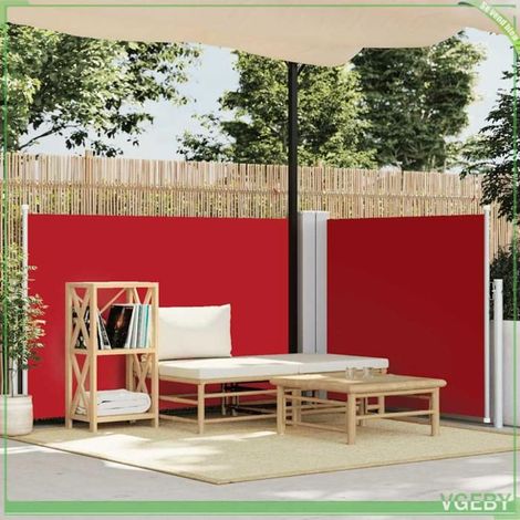 Auvent latéral rétractable - FAFEICY - 48447 - Rouge - 100 x 600 cm - Enroulement automatique (1/5)