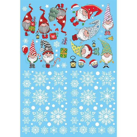 Decoración electrostática reutilizable para ventanas, fabricada en PVC, con pegatinas de Papá Noel y emoticonos. (1/5)