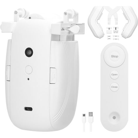 Irovami Moteur de rideau intelligent 3 en 1 pour maison, ouvre-rideau électrique sans fil avec télécommande pour tringle à rideaux en I/U/romaine (1/5)