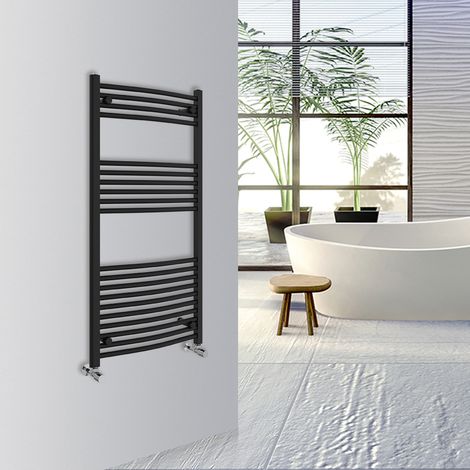 WarmeHaus Curved Bathroom Heated Towel Rail 1200x600mm Black