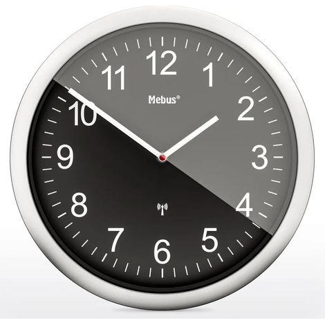 Horloge murale radiopilotée Mebus 19812, noir/argent (1/5)