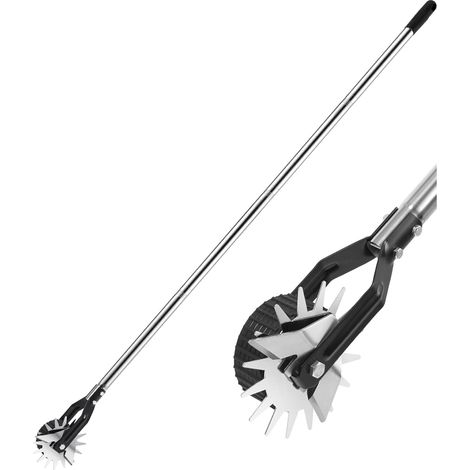 Coupe-bordures rotatif manuel avec roues latérales de 170,2 cm, outil de bordure d'herbe avec lames tranchantes, tondeuse à gazon portable, hauteur réglable avec poignée à 4 sections (1/5)