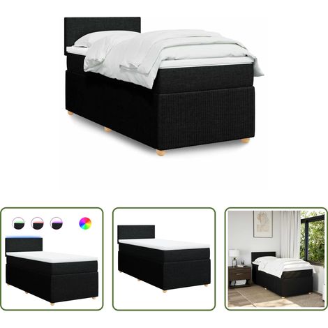 Sommeil réparateur - Sommier à lattes de lit avec matelas Noir 90x200 cm Tissu (1/5)