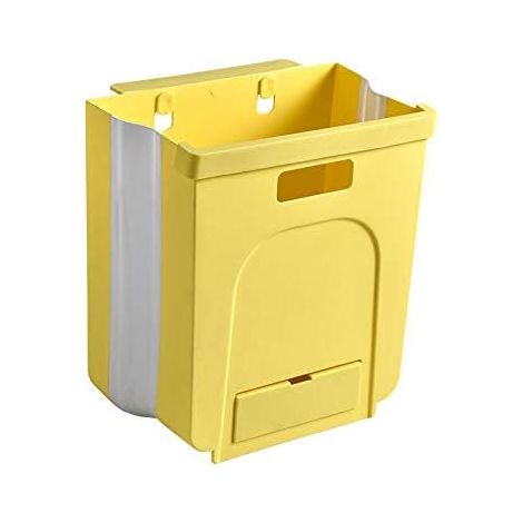 Poubelle Pliante Suspendue Bacs à ordures de Cuisine Sacs à ordures, pour Voiture, Salle de Bains, Salle de séjour, Chambre à Coucher Jaune-Fei Yu (1/4)