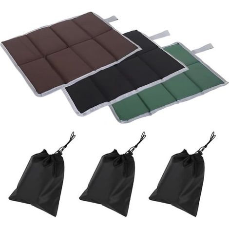 Cojín de asiento para exteriores, 2 piezas, 40 x 30 cm, Cojín de asiento plegable exteriores, Cojín asiento plegable, Impermeable, Verde negro (1/5)
