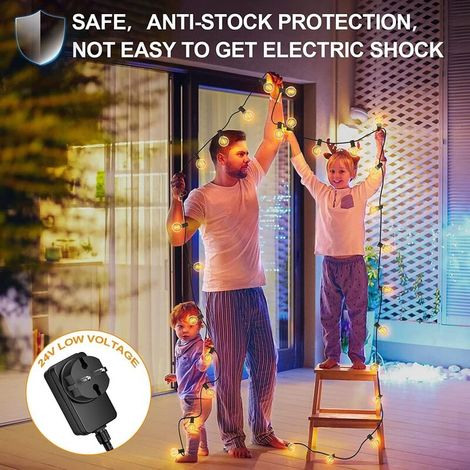 30 m lange Lichterkette für den Außenbereich, mit 50+2 G40-LED-Lampen, IP45 wasserdicht, warmweiß, ideal für Terrasse, Hochzeit und Weihnachten. (1/5)