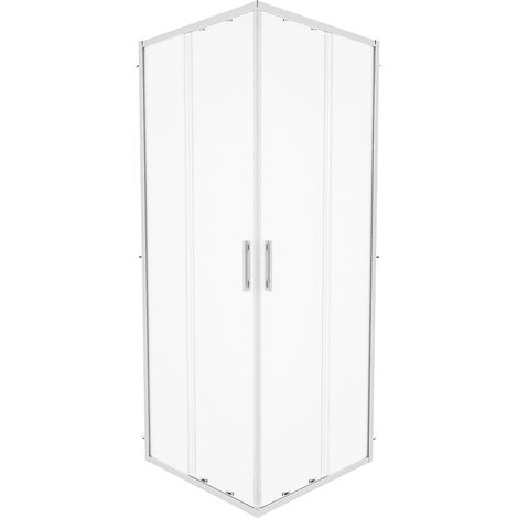 Cabine de douche coulissante 80x100cm avec profilés minces en aluminium chromé Verre opaque 6mm h190 - Réversible Mod. Portofino