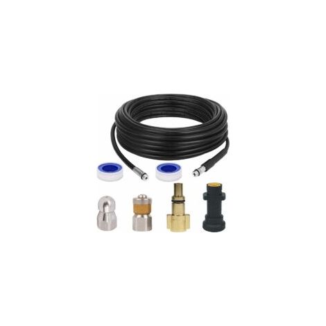 Kit de nettoyage de canalisations - Tuyau d'égout pour nettoyeurs haute pression Kärcher K2, K3, K4, K5, K6, K7 et Lavor - 15 m - Kit de nettoyage de tuyau d'égout- Crezuo (1/4)