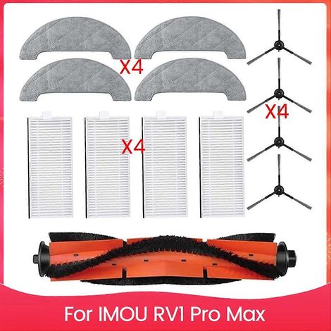 Kit de repuestos para aspiradora IMOU RV1 Pro Max: cepillo lateral, filtro, paño de fregona y cepillo giratorio.