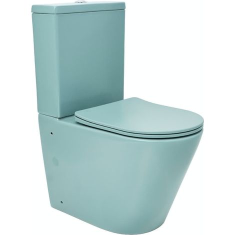 Infinitio Stand-WC Komplett-Set aus Keramik mit SoftClose-Sitz, Grün matt (SATINF031VPSNLGEM)