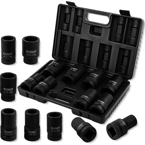 JUEGO DE VASOS DE IMPACTO PROFUNDOS FORCEKRAFT DE 1", 9 PIEZAS, 12 puntas y 4 puntas
