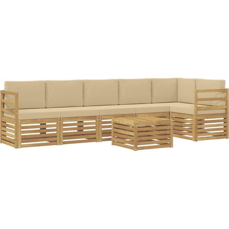 Outdoor-Sofagarnitur 7 pcs Weiß und Beige 59 x 59 x 37 cm vidaXL