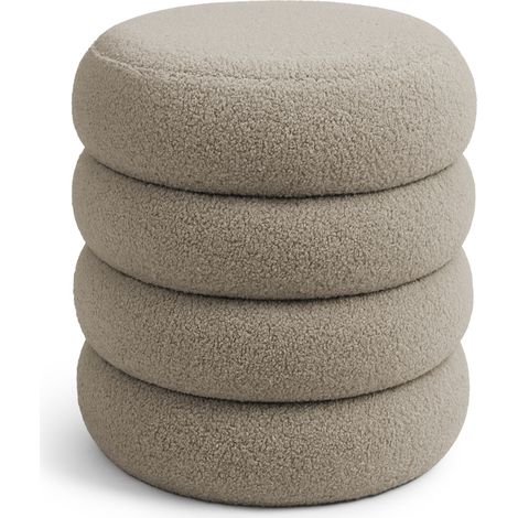 Pouf contenitore cilindrico in tessuto teddy 42 cm SNUGGO Moka (1/5)