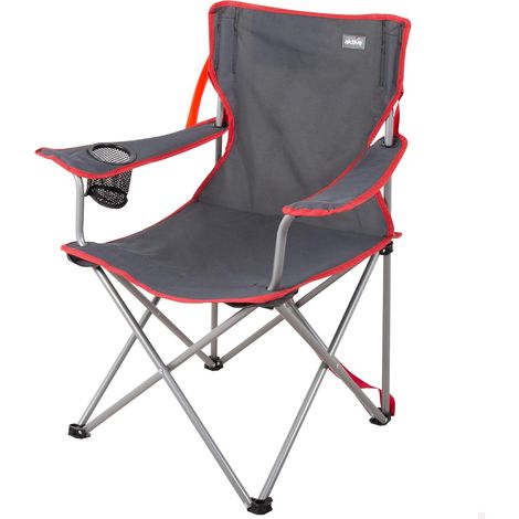 Camping Chaise de camping pliante 47 x 47 x 82 cm, gris anthracite, structure en acier, poids max. 110 kg, tissu en polyester, système anti-basculement, avec porte-gobelets (1/5)