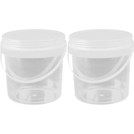 1 Seau, Conteneur alimentaire, Plastique transparent, Couvercle hermétique, Poignée ergonomique, Extérieur (1/5)