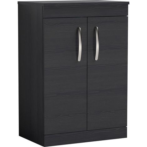 Nuie Athena Floor Standing 2-Door Vanity Unit and Worktop 600mm Wide - Charcoal Black (1/5)