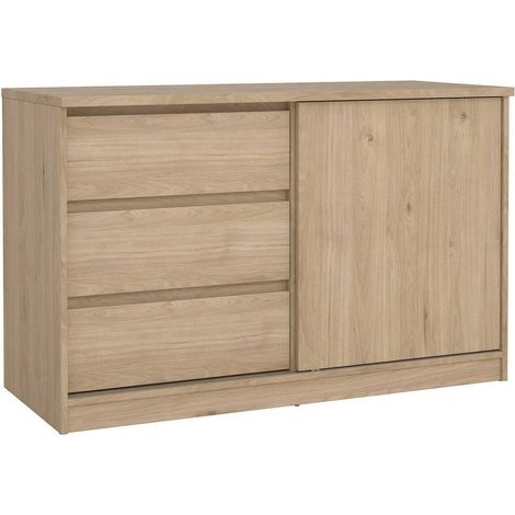 Dmora - Credenza Nathalie, Buffet da soggiorno, Madia da salotto, Dispensa da cucina, 119x50 h76 cm, Rovere (1/5)