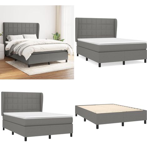 Boxspringbett mit Matratze Dunkelgrau 140x200 cm Stoff - Boxspringbett - Doppelbett - Bettenrahmen - Schlafsystem - Lattenrost - Home & Living (1/5)