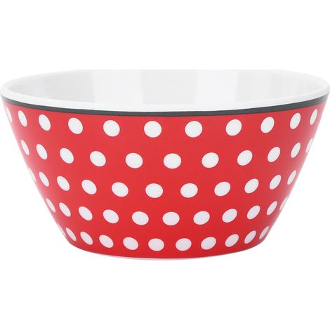 Bol à salade/récipient au design mignon (148 x 72 mm) - Vaisselle de cuisine pour la maison et le restaurant - Point rouge (1/5)