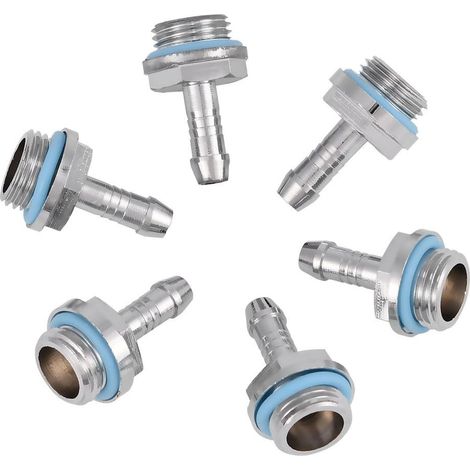 APEX Six raccords filetés mâles G1/4, 2 contacts, en acier inoxydable, diamètre 7,2 mm, adaptés à la tuyauterie des systèmes refroidis à l'eau. (1/5)