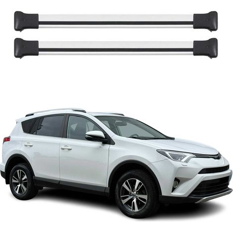 OMAC Barres de toit en aluminium pour Toyota RAV4 IV 2013-2018 – TÜV / DIN 75302:2019 – Charge max 75 kg – 2 barres Argent (1/4)