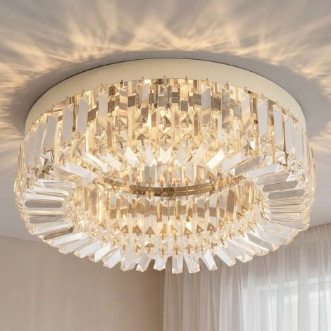 Crystal Chandeliers with Crystal Pendants, 8-Light Ceiling Light for Living Room, Bedroom Dining Room, Silver Tone