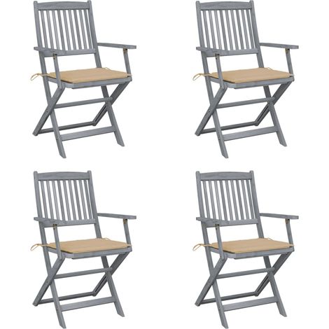Chaises pliables d'extérieur 4 pcs avec coussins Bois d'acacia 52 (1/5)