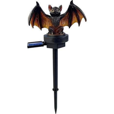 Lampes Solaires d'Halloween Résine Gothique Chauve-Souris Effrayante Lampes solaires à piquet Halloween pour Cour Porche Pelouse Parterre de Fleurs Fête (1/5)