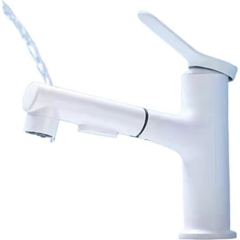 Robinet de cuisine Corps en laiton, eau chaude et froide, robinet de lavabo mélangeur(blanc,Brass Body) (1/5)