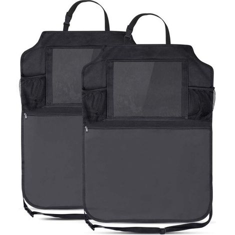 Organizador de respaldo para asiento de coche de 2 piezas, protector de respaldo impermeable, almacenamiento adicional, para la mayoría de coches y SUV - Negro