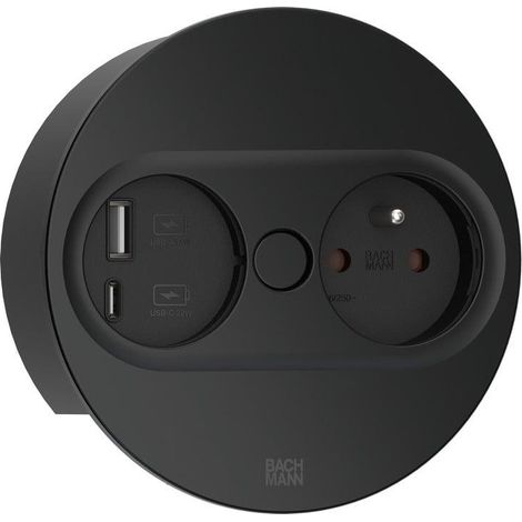 Bachmann Presa moderna nera con porte USB A e C