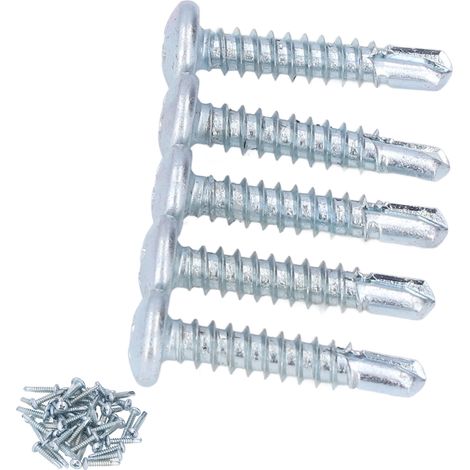 50 vis cruciformes acier carbone zingué, vis autoperceuse tête ronde 4,8x25 mm, lot de remplacement (1/5)